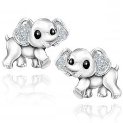 Srebrne kolczyki słoniki słonie rodowane sztyfty srebro 925 dla dziewczynki