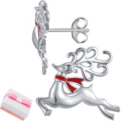 Srebrne kolczyki renifery rodowane na święta prezent srebro 925 dla kobiety