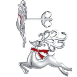 Srebrne kolczyki renifery rodowane na święta prezent srebro 925 dla kobiety