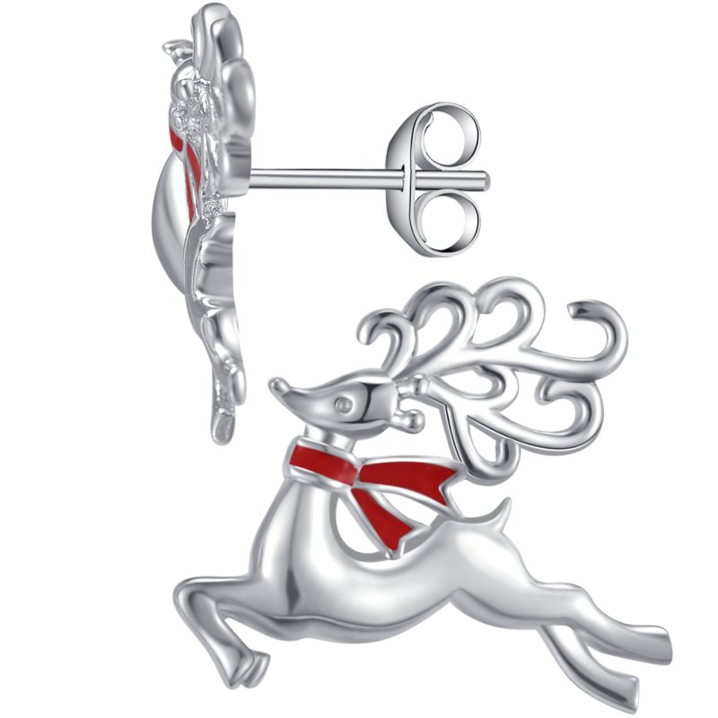 Srebrne kolczyki renifery rodowane na święta prezent srebro 925 dla kobiety