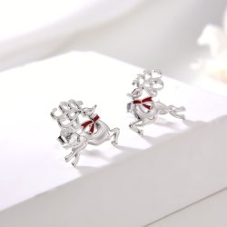 Srebrne kolczyki renifery rodowane na święta prezent srebro 925 dla kobiety