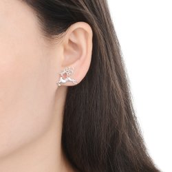 Srebrne kolczyki renifery rodowane na święta prezent srebro 925 dla kobiety