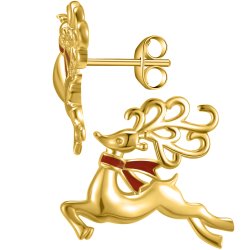 Kolczyki srebene renifery pozłacane na święta prezent srebro 925 dla kobiety