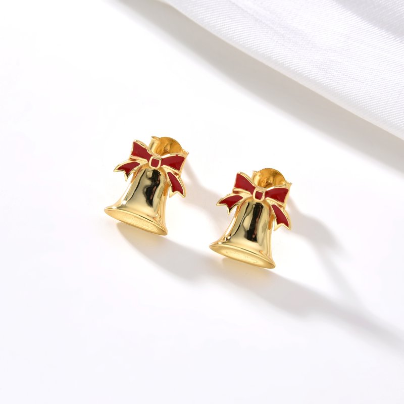 Srebrne kolczyki dzwonki dzwony pozłacane na święta prezent srebro 925