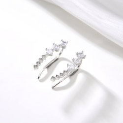 Srebrne kolczyki nausznice rodowane kolczyki srebro próba 925 dla kobiety