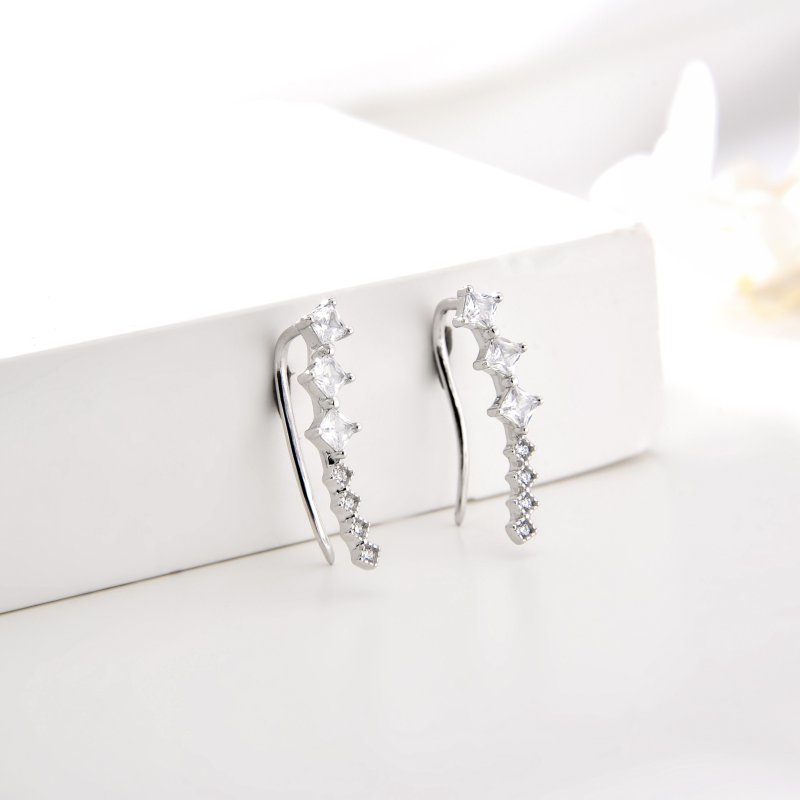 Srebrne kolczyki nausznice rodowane kolczyki srebro próba 925 dla kobiety