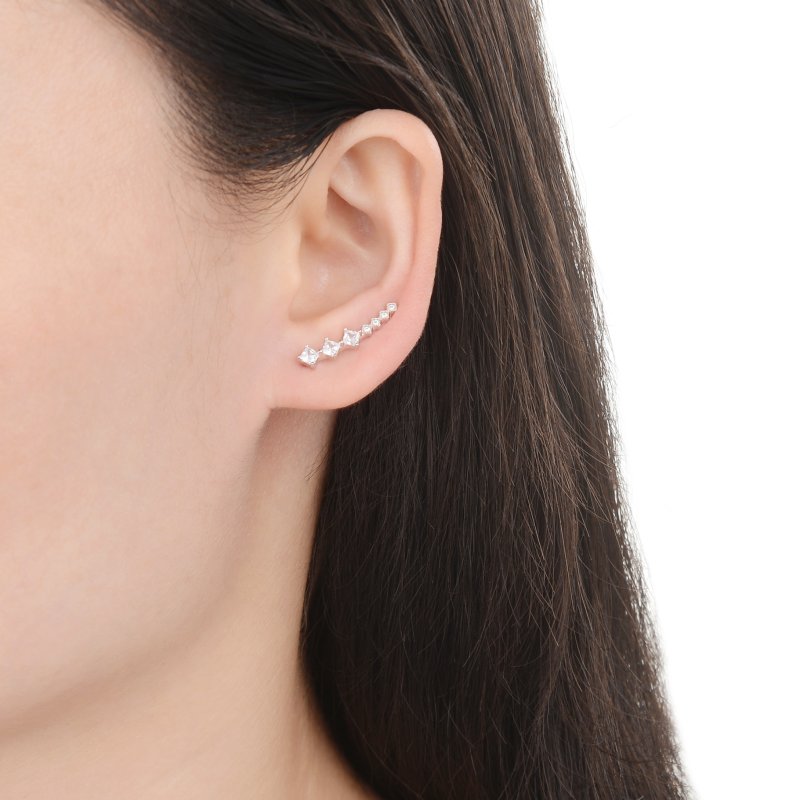 Srebrne kolczyki nausznice rodowane kolczyki srebro próba 925 dla kobiety