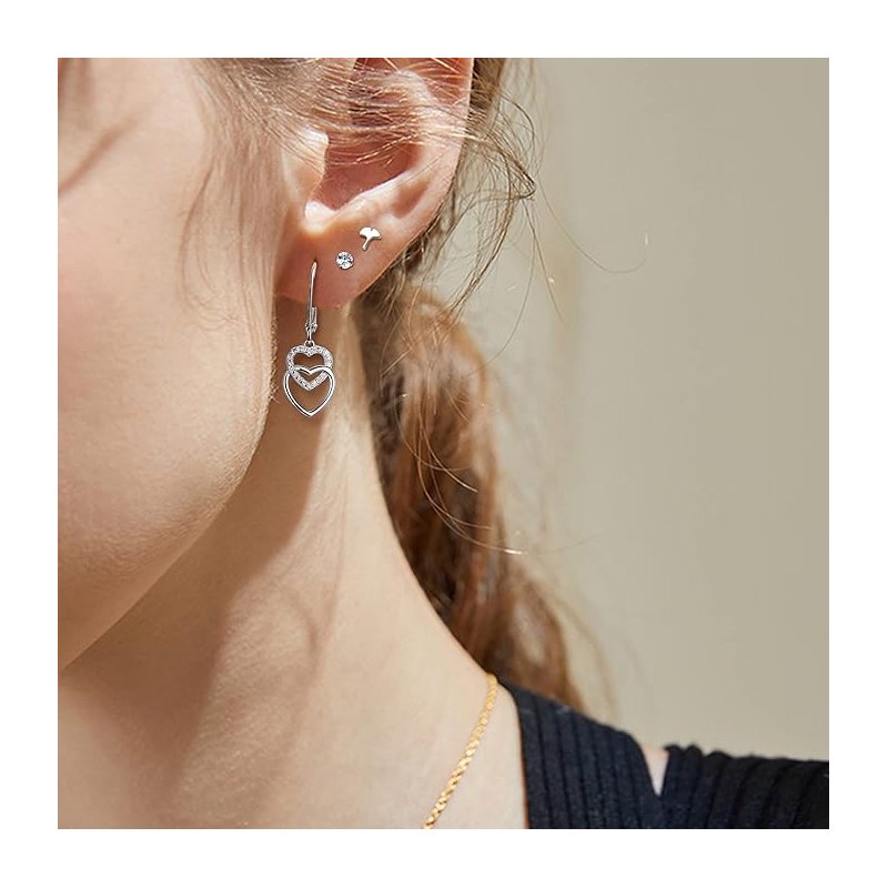 Kolczyki srebrne wiszące kolczyki angielskie rodowane srebro dla kobiety