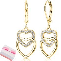 Kolczyki srebrne serca wiszące angielskie dla kobiety srebro pozłacane