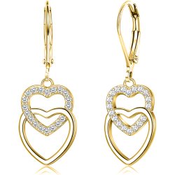 Kolczyki srebrne serca wiszące angielskie dla kobiety srebro pozłacane