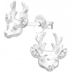 Srebrne kolczyki renifery sztyfty wkrętki na święta 925 dla dziewczynki