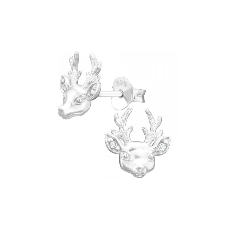 Srebrne kolczyki renifery sztyfty wkrętki na święta 925 dla dziewczynki