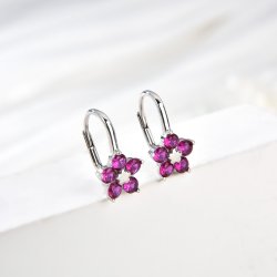Kolczyki srebrne sztyfty dla dziewczynki kolczyki wkrętki kwiatki rodowane