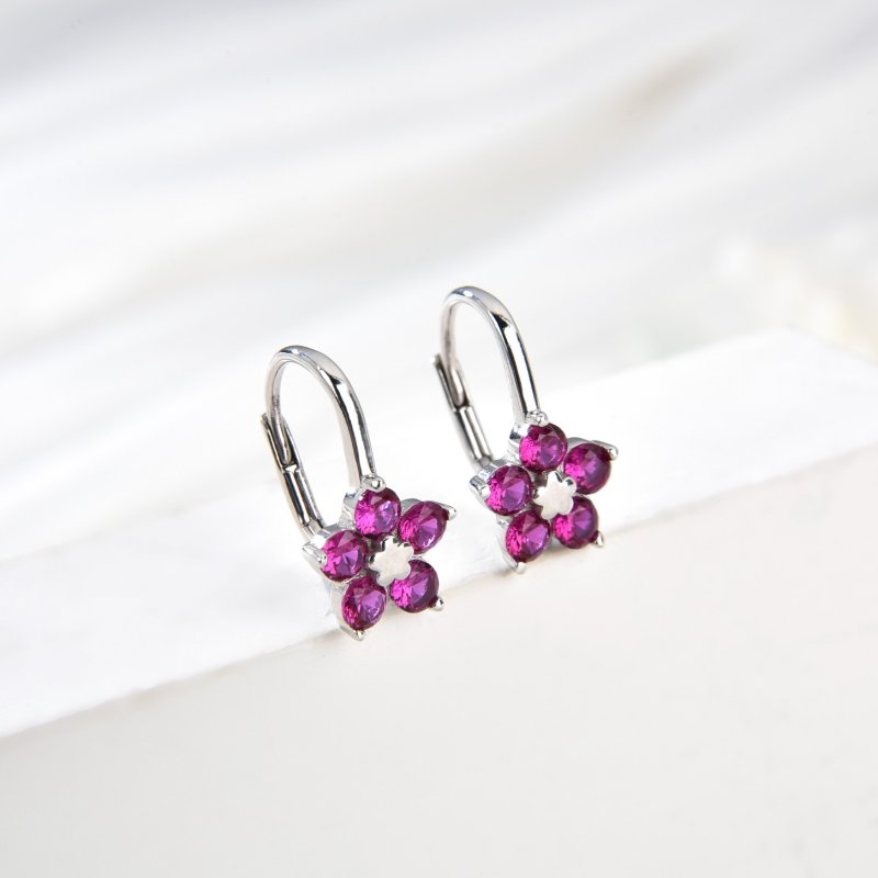 Kolczyki srebrne sztyfty dla dziewczynki kolczyki wkrętki kwiatki rodowane