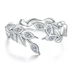 Pierścionek srebrny 925 listki listek regulowany