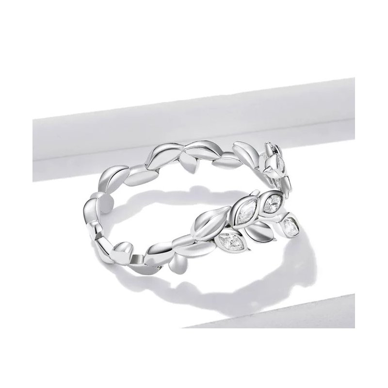 Pierścionek srebrny 925 listki listek regulowany