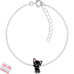 Bransoletka srebrna dla dziewczynki kot kotek