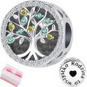 Srebrny charms zawieszka drzewko rodzina drzewo serce srebro 925 beads