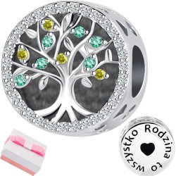 Srebrny charms zawieszka drzewko rodzina drzewo serce srebro 925 beads