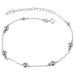 Bransoletka srebrna kulki na nogę kostkę stopę