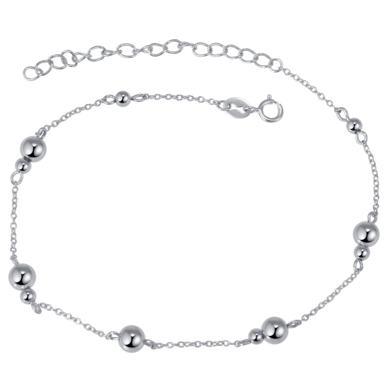 Bransoletka srebrna kulki na nogę kostkę stopę