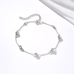 Bransoletka srebrna kulki na nogę kostkę stopę