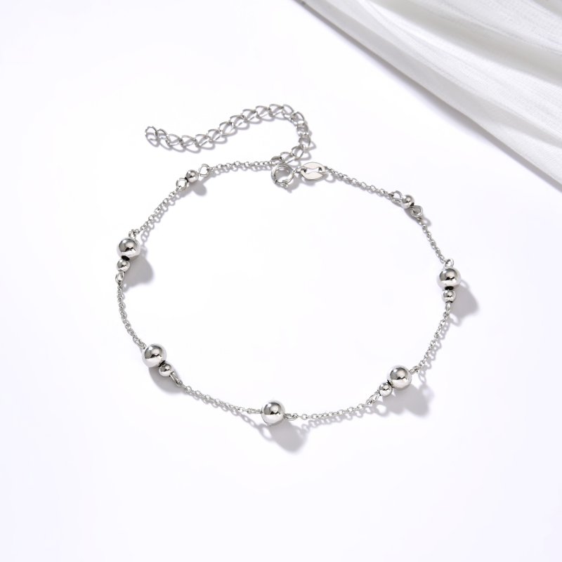 Bransoletka srebrna kulki na nogę kostkę stopę