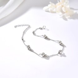Bransoletka srebrna kulki na nogę kostkę stopę