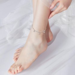 Bransoletka srebrna koniczyna na nogę kostkę stopę srebro próba 925