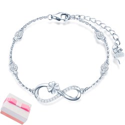 Bransoletka srebrna damska koniczynka nieskończoność srebro próba 925