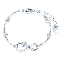 Bransoletka srebrna damska koniczynka nieskończoność srebro próba 925