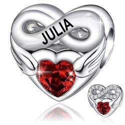Srebrny charms zawieszka serce nieskończoność imię julia julka srebro 925