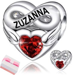 Srebrny charms zawieszka serce nieskończoność imię zuzanna zuzia srebro 925