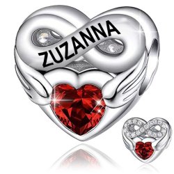 Srebrny charms zawieszka serce nieskończoność imię zuzanna zuzia srebro 925
