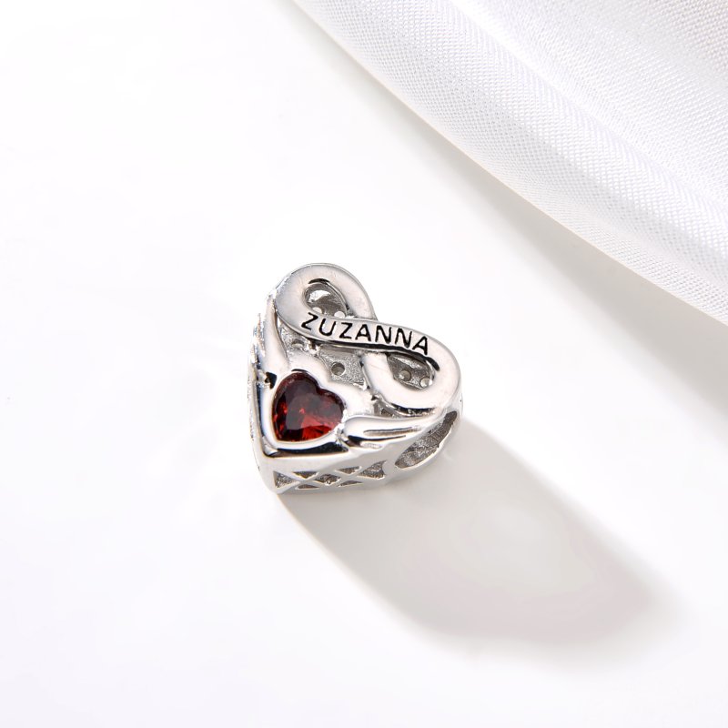 Srebrny charms zawieszka serce nieskończoność imię zuzanna zuzia srebro 925