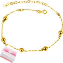 Bransoletka srebrna kulki na nogę kostkę stopę