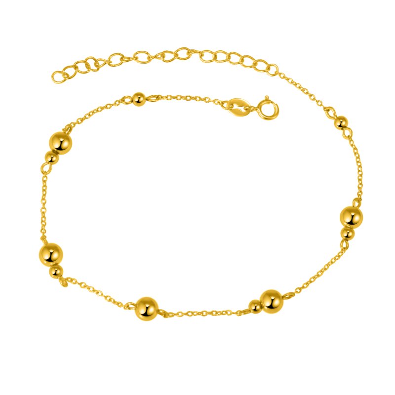 Bransoletka srebrna kulki na nogę kostkę stopę