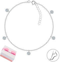 Bransoletka srebrna na nogę stopę kostkę kryształki