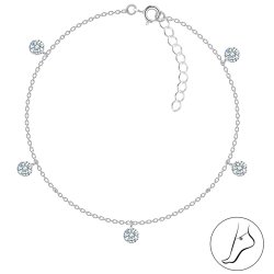 Bransoletka srebrna na nogę stopę kostkę kryształki