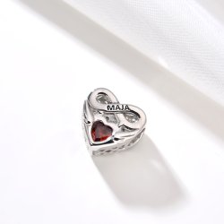 Srebrny charms zawieszka serce nieskończoność imię maja dla mai srebro 925