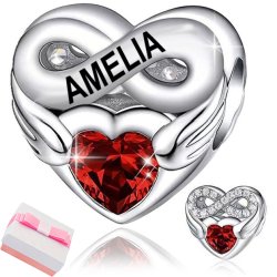 Srebrny charms zawieszka serce nieskończoność imię amelia amelka srebro 925