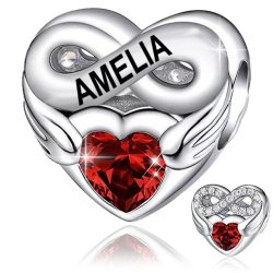 Srebrny charms zawieszka serce nieskończoność imię amelia amelka srebro 925