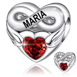 Srebrny charms zawieszka serce nieskończoność imię maria srebro 925