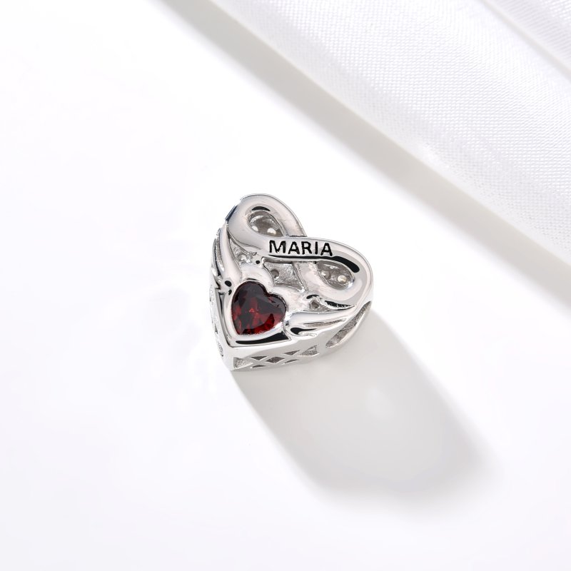 Srebrny charms zawieszka serce nieskończoność imię maria srebro 925