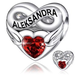Srebrny charms zawieszka serce nieskończoność imię aleksandra ola 925