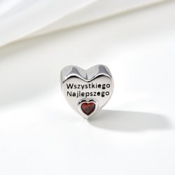 Srebrny charms zawieszka serce wszystkiego najlepszego na urodziny 925