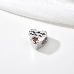 Srebrny charms zawieszka serce wszystkiego najlepszego na urodziny 925