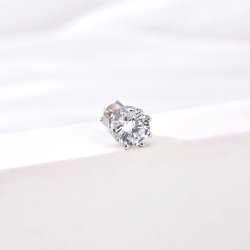 Męski srebrny kolczyk rodowany sztyft wkrętka 925 - elegancki design