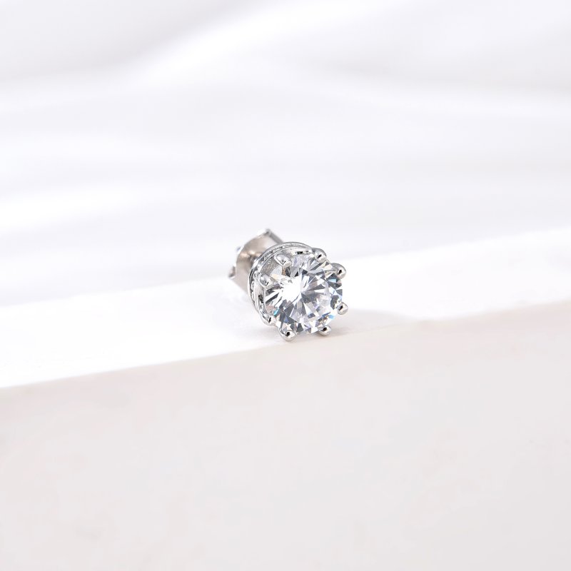 Męski srebrny kolczyk rodowany sztyft wkrętka 925 - elegancki design