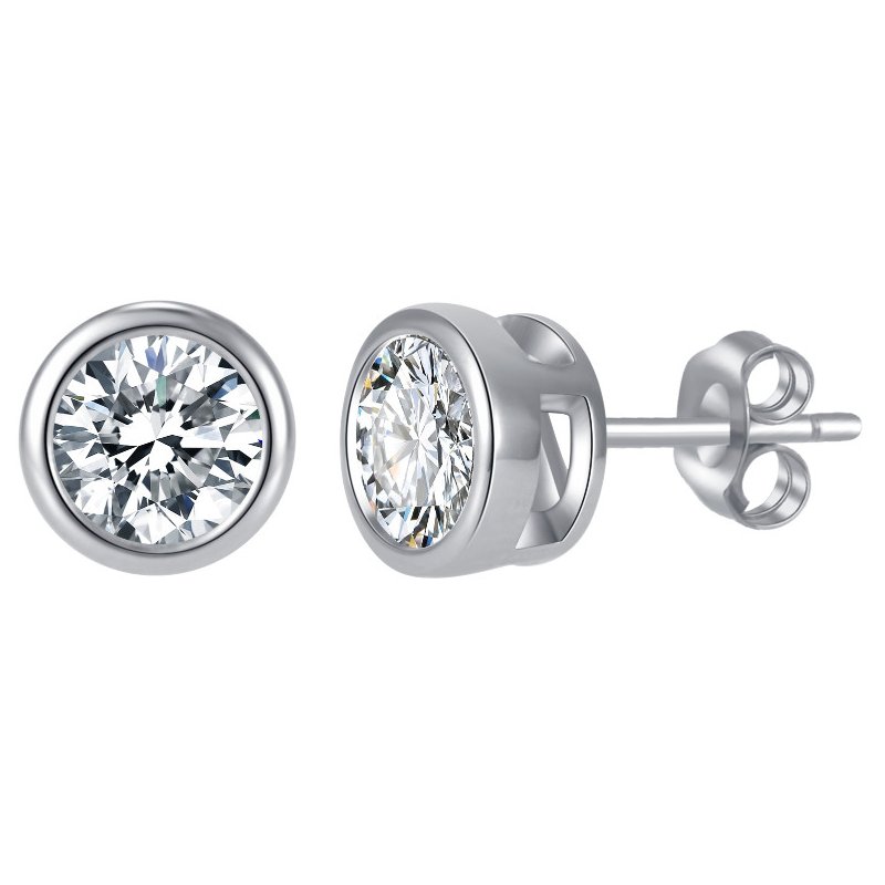 Męski srebrny kolczyk rodowany sztyft wkrętka 925